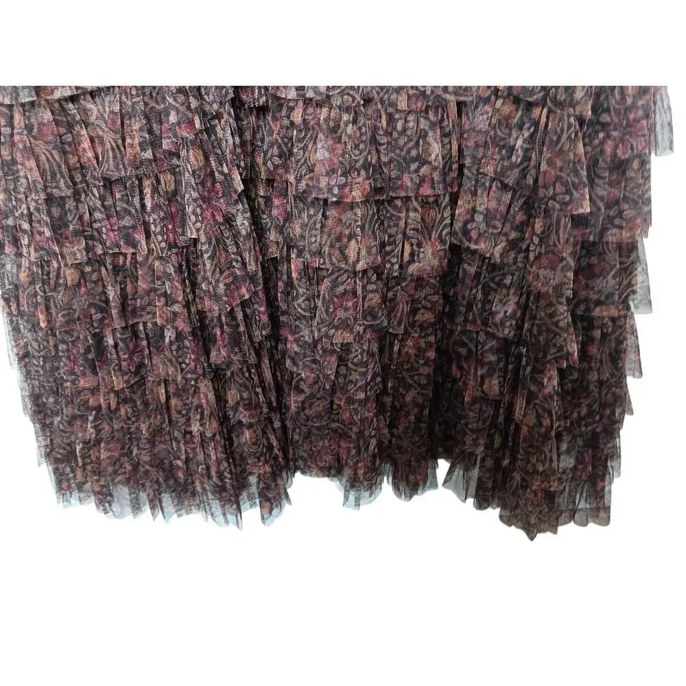 New with Tags Mac Duggal 8042 Brown Multi Tiered Ruffle Chiffon Gown Dress Sz 20